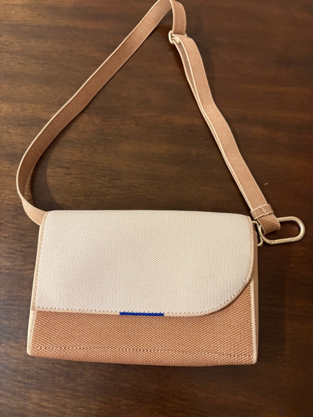 Rothy's Two-Tone Cream and Tan Crossbody Purse